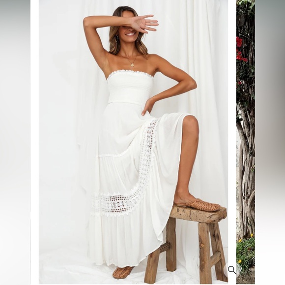 Fortunate One Strapless Maxi Dress White Sz M New with Tags! - Picture 3 of 16